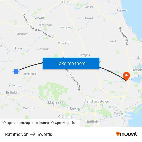 Rathmolyon to Swords map