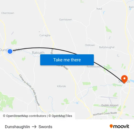 Dunshaughlin to Swords map