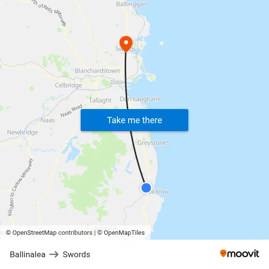 Ballinalea to Swords map
