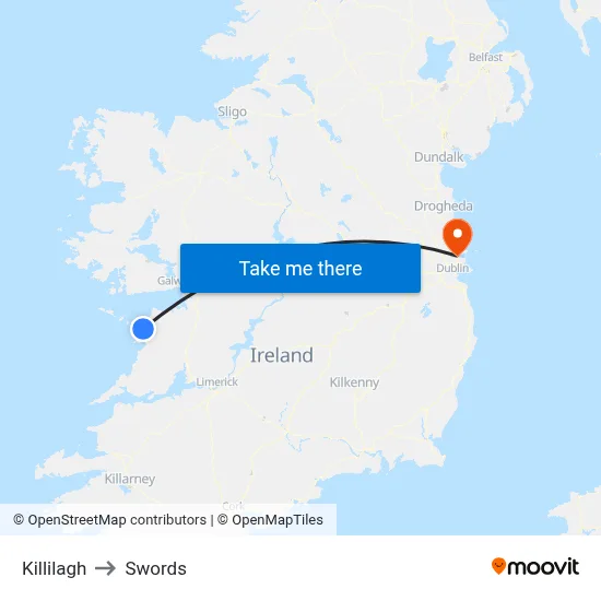 Killilagh to Swords map