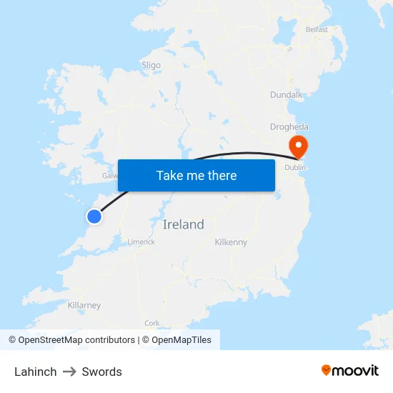 Lahinch to Swords map