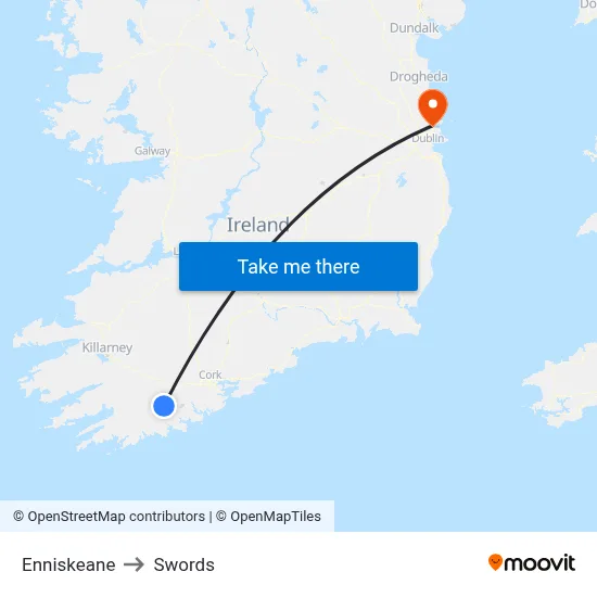 Enniskeane to Swords map