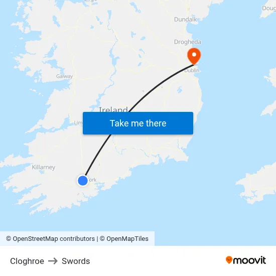 Cloghroe to Swords map