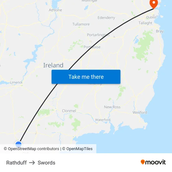 Rathduff to Swords map
