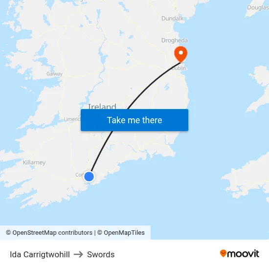 Ida Carrigtwohill to Swords map