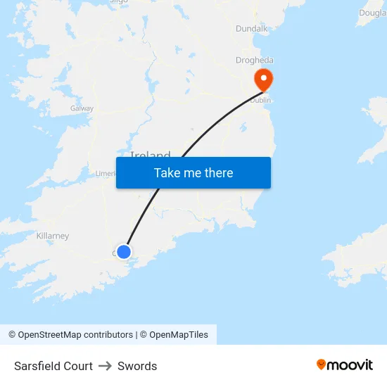 Sarsfield Court to Swords map