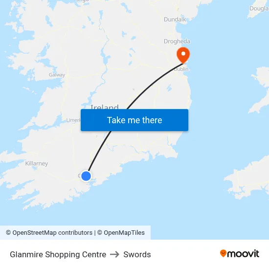 Glanmire Shopping Centre to Swords map