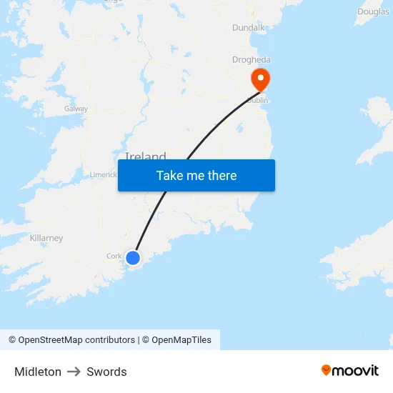 Midleton to Swords map
