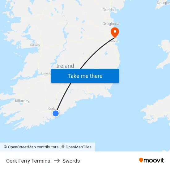 Cork Ferry Terminal to Swords map