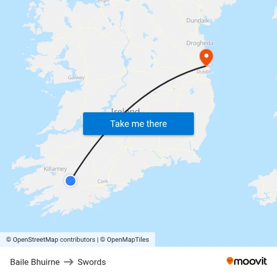 Baile Bhuirne to Swords map