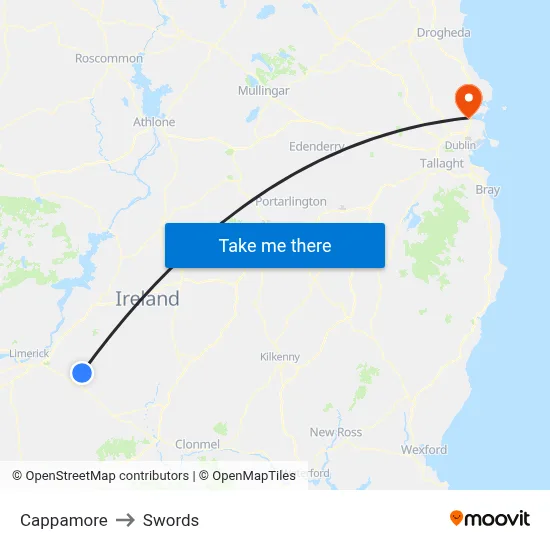 Cappamore to Swords map