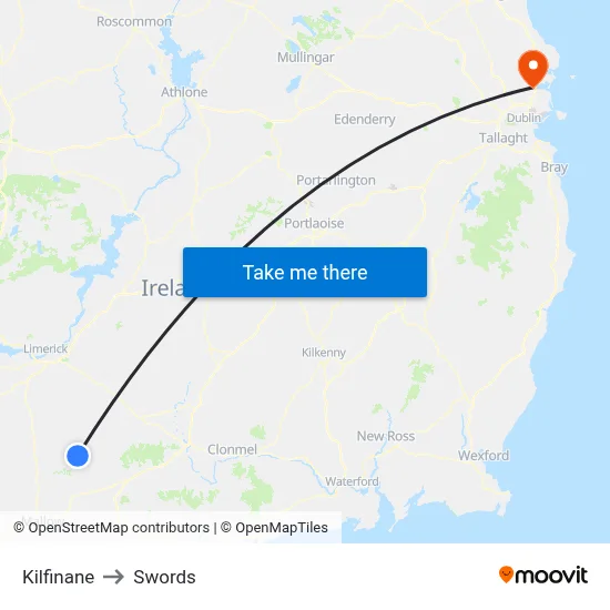Kilfinane to Swords map