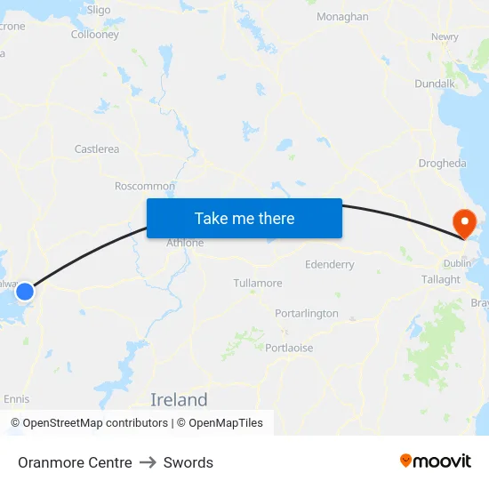 Oranmore Centre to Swords map