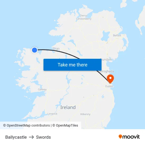 Ballycastle to Swords map