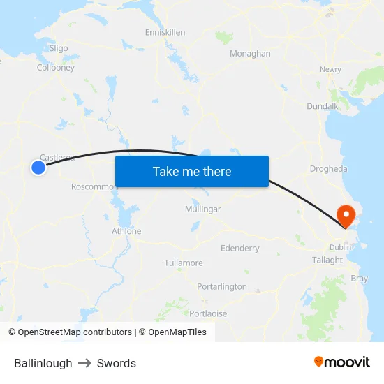 Ballinlough to Swords map