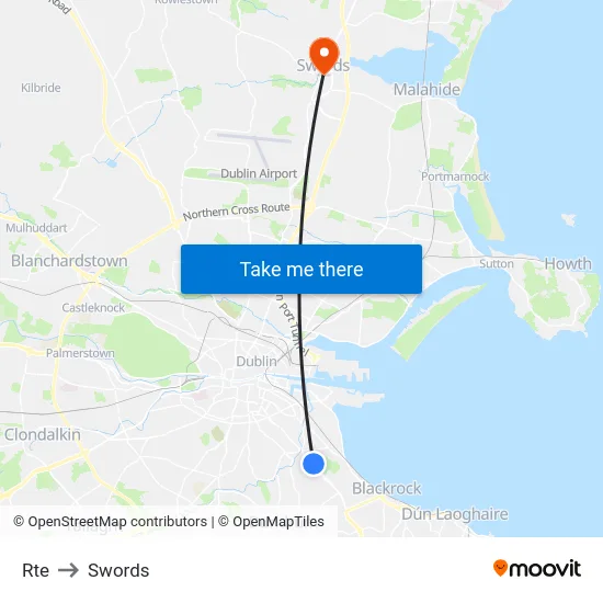 Rte to Swords map