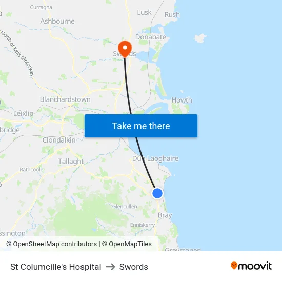 St Columcille's Hospital to Swords map