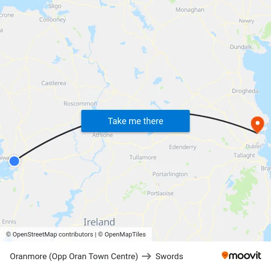Oranmore (Opp Oran Town Centre) to Swords map