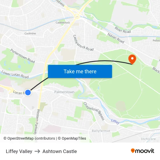 Liffey Valley to Ashtown Castle map
