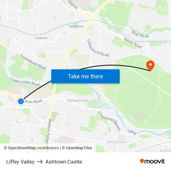 Liffey Valley to Ashtown Castle map