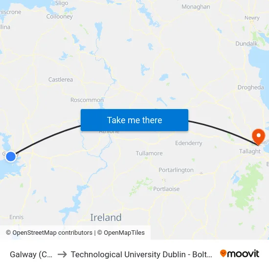 Galway (Ceannt) to Technological University Dublin - Bolton Street Campus map