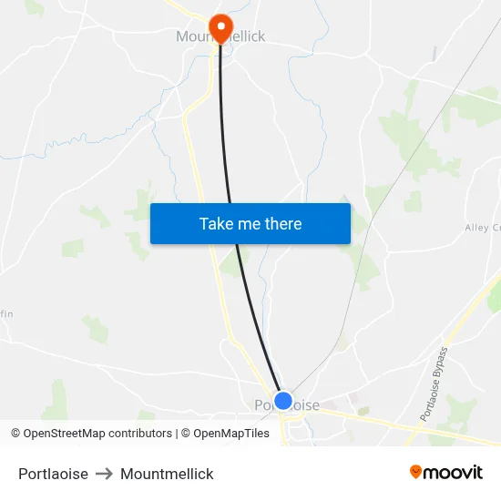 Portlaoise to Mountmellick map