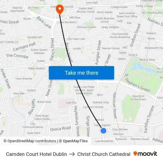 Camden Court Hotel Dublin to Christ Church Cathedral map