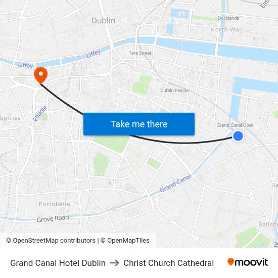 Grand Canal Hotel Dublin to Christ Church Cathedral map