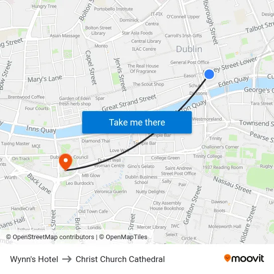 Wynn's Hotel to Christ Church Cathedral map