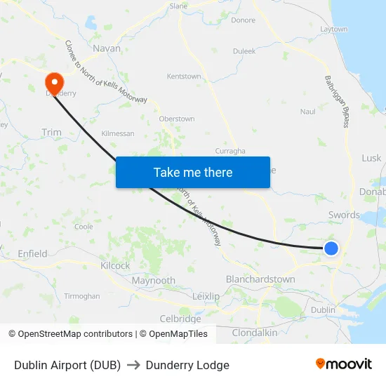 Dublin Airport (DUB) to Dunderry Lodge map