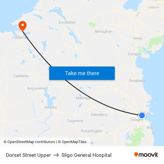 Dorset Street Upper to Sligo General Hospital map