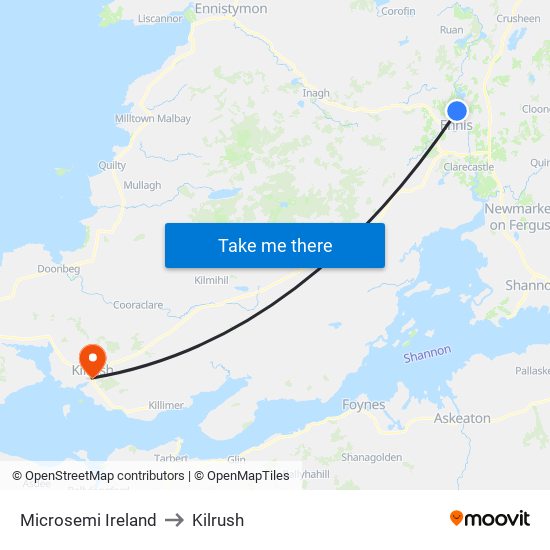 Microsemi Ireland to Kilrush map