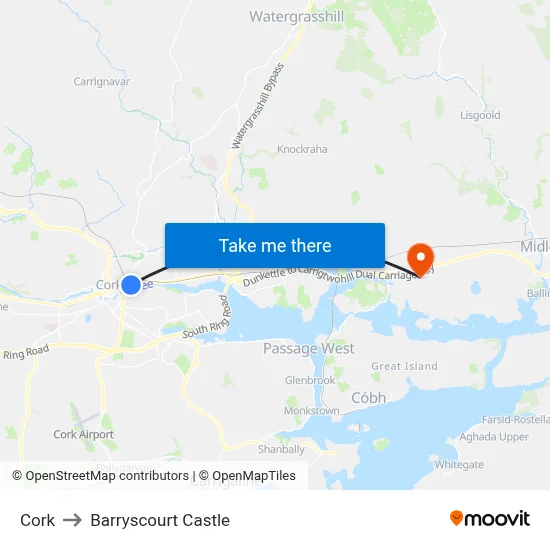 Cork to Barryscourt Castle map