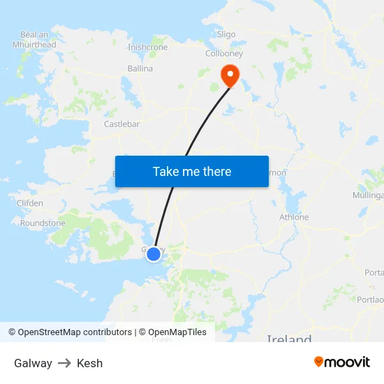 Galway to Kesh map