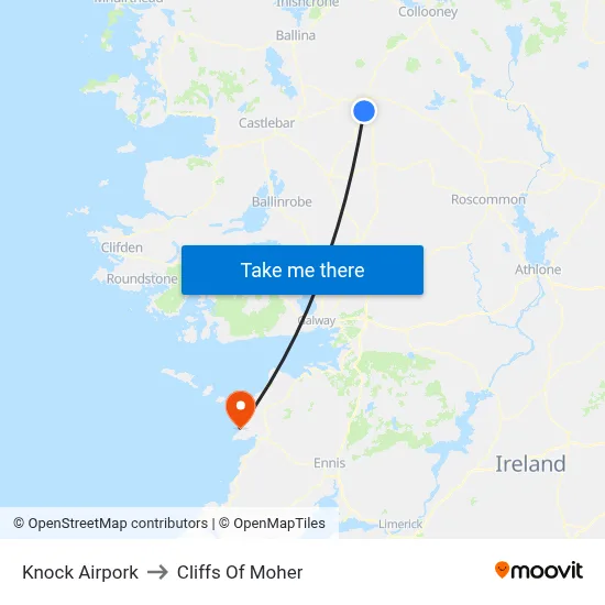 Knock Airpork to Cliffs Of Moher map