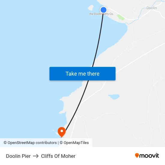Doolin Pier to Cliffs Of Moher map