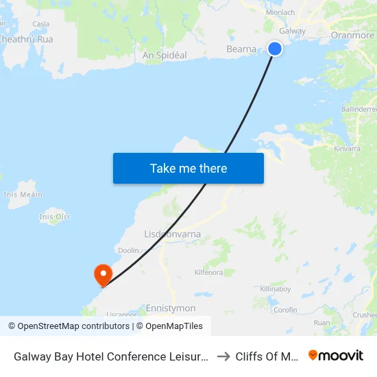 Galway Bay Hotel Conference Leisure Centre to Cliffs Of Moher map