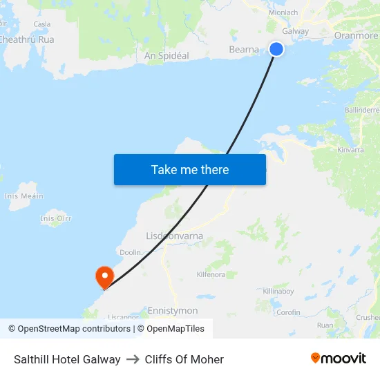 Salthill Hotel Galway to Cliffs Of Moher map