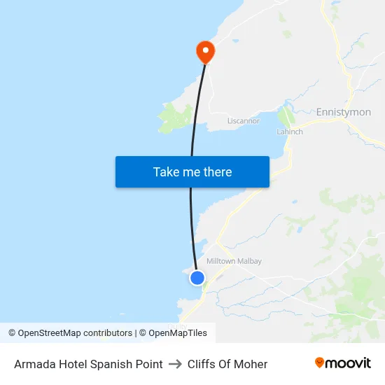 Armada Hotel Spanish Point to Cliffs Of Moher map