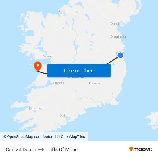 Conrad Dublin to Cliffs Of Moher map