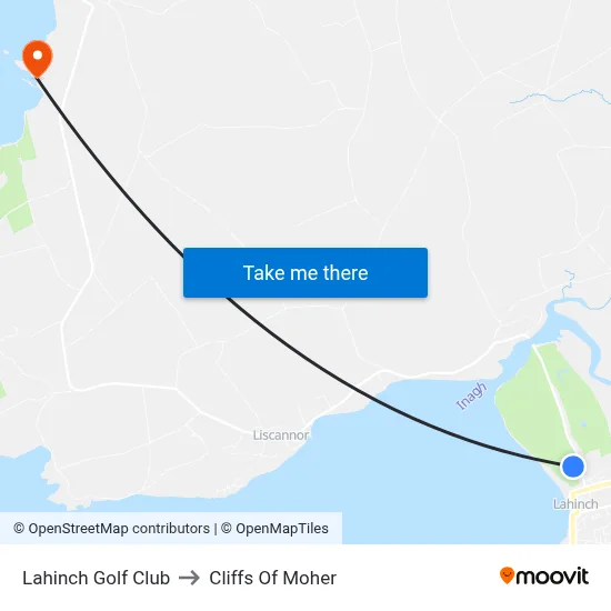 Lahinch Golf Club to Cliffs Of Moher map