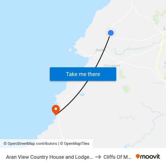Aran View Country House and Lodge, Doolin to Cliffs Of Moher map