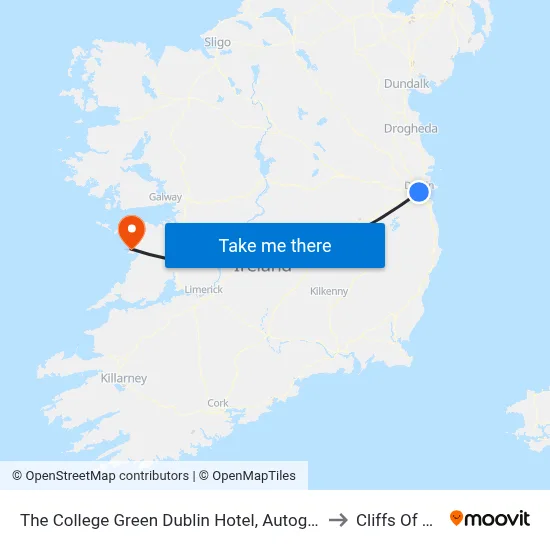 The College Green Dublin Hotel, Autograph Collection to Cliffs Of Moher map