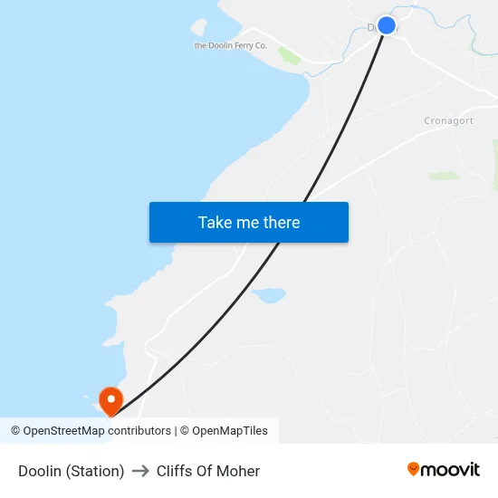 Doolin (Station) to Cliffs Of Moher map