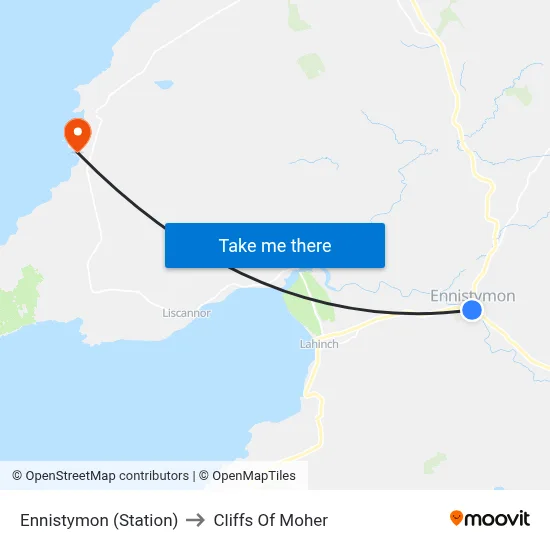 Ennistymon (Station) to Cliffs Of Moher map