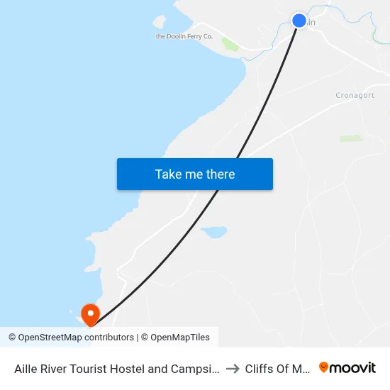 Aille River Tourist Hostel and Campsite Doolin to Cliffs Of Moher map