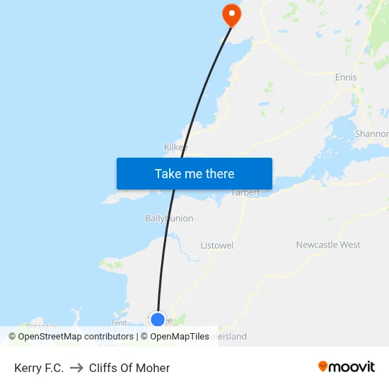 Kerry F.C. to Cliffs Of Moher map