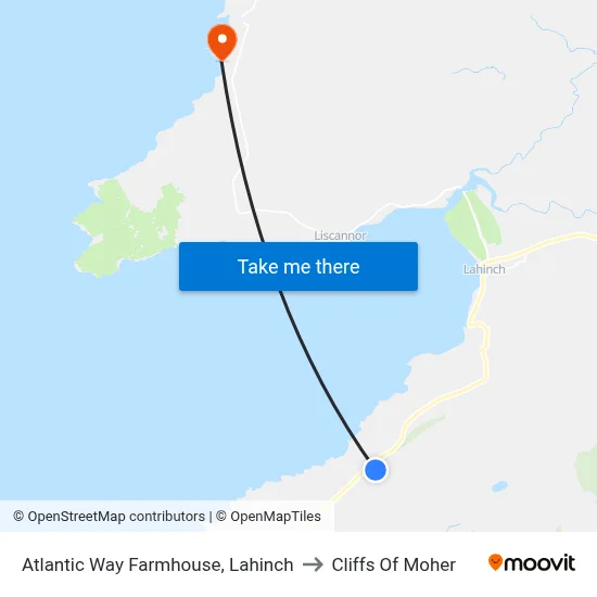 Atlantic Way Farmhouse, Lahinch to Cliffs Of Moher map