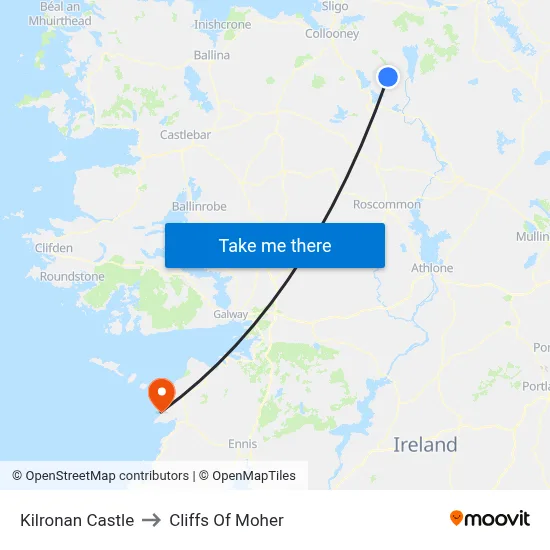 Kilronan Castle to Cliffs Of Moher map