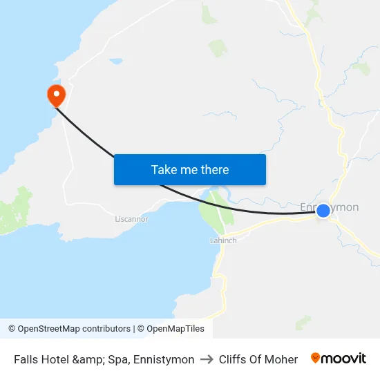 Falls Hotel &amp; Spa, Ennistymon to Cliffs Of Moher map